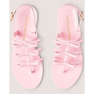 Stuart Weitzman Pink Jelly Bow Thong Sandals Women Size‎ 6 EUR 37